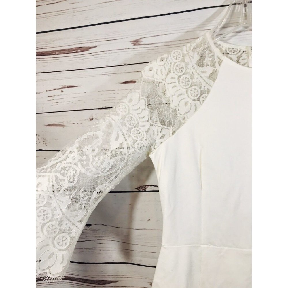 BB Dakota Dress Womens Sz Medium White Off-White Lace Wedding Short New NYE - Picture 9 of 11